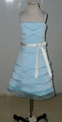 blue and ivory short tiered bridesmaid dress
